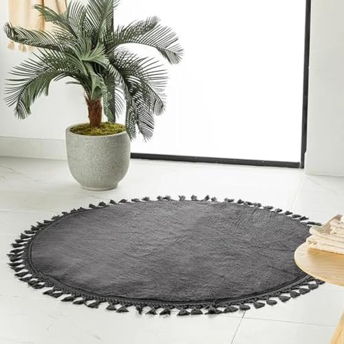 ENGLISH HOME Machine Washable Area Rugs, Bedroom Rug Fluffy, Round Rugs for Bedroom, Living Room, Kitchen Room, Soft and Cozy Fluffy Carpet 120 cm, Anthracite