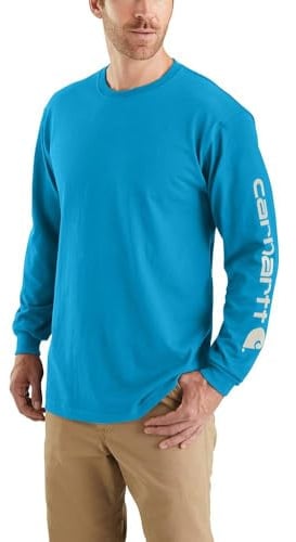 Carhartt Mens Loose Heavy Long Sleeve Logo Graphic T-Shirt, Blue - Atomic Blue, L