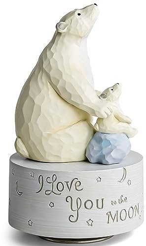 MS. WENNY Eisbär Spieluhr Figur I Love You To The Moon And Back Spieluhr Geburtstag Weihnachten für Frau Tochter Sohn Sammelfigur Play You Are My Sunshine