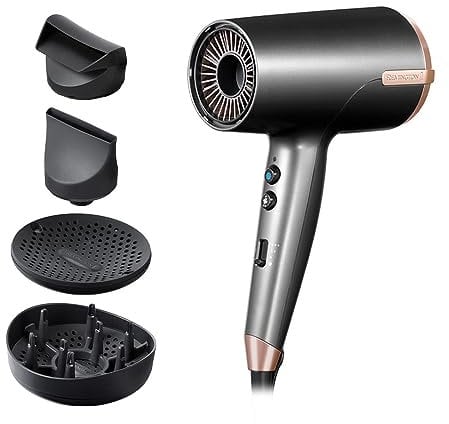 Remington Secador de Pelo Iónico, 120 km/h, Secado Rápido, 4 Accesorios (Antibolitas, 2 Difusores, Boquilla Extra Ancha), 8 Ajustes de Calor, D6077