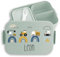 Kinder Bento Box Midi Lunchbox für Mepal Bentobox - Baustelle mit Name personalisiert Brotdose Bagger I Traktor I LKW I Kipper I Planierraupe I Kran - 900 ml - Sage Grün