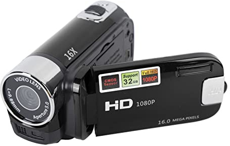Lazmin112 16-MP-DV-Kamera mit 2,7-Zoll-drehbarem Bildschirm, 1080P-Video, 16-fachem Digitalzoom, USB-Kabel, Selfie-Funktion, Großer Kapazität, Aufzeichnen von Momenten