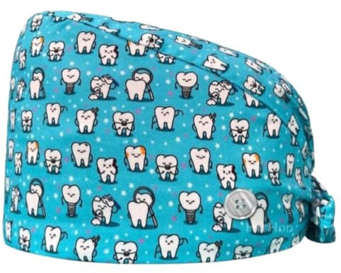 Sorpresa Dental Cappello chirurgico per dentisti, cappelli infermieristici, assistenti dentali, igienisti, tecnici dentali. Disegni dei denti - impianti
