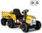 GYMAX Kids Electric Tractor with Detachable Trailer, Remote Control, LED Lights, Music, Horn, USB & Bluetooth, 12V Battery Powered Ride on Car for 3 Years Old + Boys Girls (Yellow)