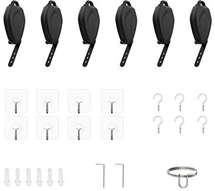 VR-Kabelmanagement, 6er-Pack Einziehbares Deckenrollensystem mit Haken und Schrauben für Quest 2, Rift, Rift S, Valve Index,Vive, PSVR Link-Kabel (VR-Kabelhaken (6 Stück).)
