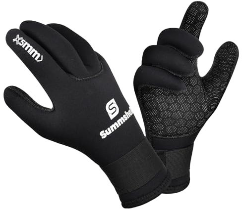 Summshall Gants de Plongée 5mm Gants Neoprene pour Homme Femme Antidérapants Thermiques Gants Plongée pour Surf, Kayak, Plongée en apnée, Voile, Canotage