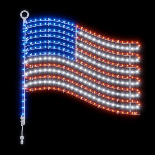 American Flag Window Silhouette LED Lights Decorations 24 x 21 Inch Great Patriotic Lights for Memorial Day 4th of July President's Day Flag Day