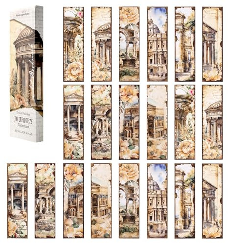 AVECMOI 20 Stück Vintage Art Lesezeichen Set, Reise Thematisch Ästhetische Papier Lesezeichen, Lesegeschenk für Lehrer, Studenten, Buchliebhaber (Gelb)