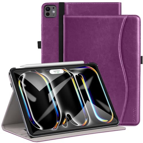 ZtotopCases Coque pour iPad Pro 13 Pouce 2024 (7ème Génération),Housse Étui Cover en Cuir de PU Première Qualité avec Fonction Auto Réveil/Sommeil pour iPad Pro 13 Pouces,Violet