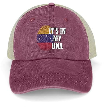 Yelolyio It's in My DNA - Gorras de béisbol con la bandera de Venezuela con huellas dactilares, gorras de algodón de Venezuela, gorras patrióticas para hombres y mujeres, gorras de malla, gorras