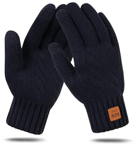 TESELOR Winterhandschuhe damen Touchscreen Strickhandschuhe Winter Warme Handschuhe Verdickt Thermo Damenhandschuhe für Radfahren Outdoor (Marineblau)