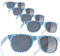 dressforfun retro Brille, Party Sonnenbrille, kariertes Gestell, für 90er Jahre Party, Oktoberfest, Ballermann Mottopartys, Fotobox Accessoires, Festival Gadget, JGA Zubehör - blau/weiß, 5er Set