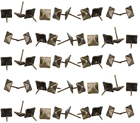 50Pcs Bronze Upholstery Tacks, Square Head Bubble Nails, Hardware Decorative Square Nails for House Building Kitchen (Side Length 14mm*Total Length 20mm)