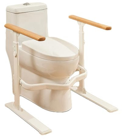 Toilet Safety Rail with Lock Raised Toilet Seat Handles for Elderly & Disabled Support Stand Up Prevent Falls Bathroom Safety Aid