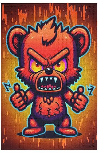 Tiny Aggressive Bear Wooden Jigsaw Puzzles, Quezzle — 1000 Piece Puzzle Board Game, Best Gift for Adults And Kids, Family Game, (78×53cm)