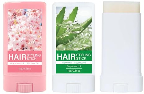 Haarwachsstift, Haarpflege, für Haar und Extensions, Stylen, Zähmen und Definieren, starker Halt, Kantenkontrolle, krauses Haarstyling-Balsam, erfrischend, nicht fettend (Aloe und Kirschblüten), 2