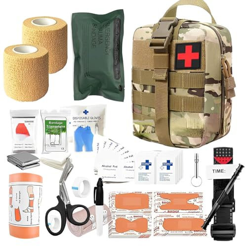 WDKXCN Botiquin De Primeros Auxilios, 49 Piezas Kit Primeros Auxilios, Kit de Supervivencia, Botiquin de Primeros Auxilios Viaje para Camping, MontañIsmo, Senderismo, Caza, Escalada