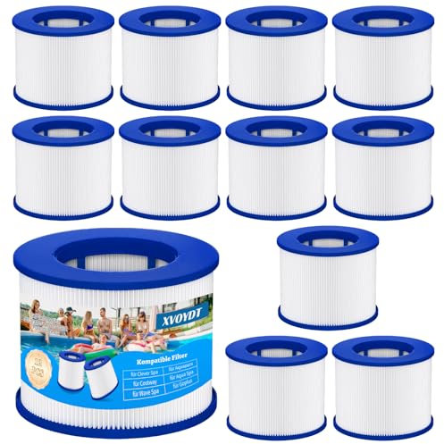XVOYDT 12 Stück Ersatz Whirlpool Filter für aufblasbares Spa, Kartusche mit Schraubgewinde für Infinite Spa Filter, Clever Spa 75 * 100 mm Höhe 75 mm Pool filterkartusch