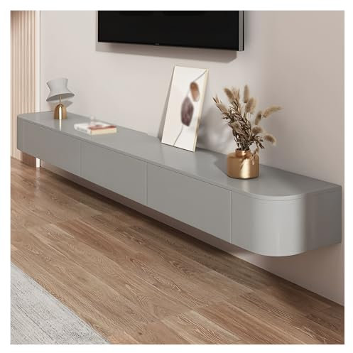 JETXYHUB Consola De TV Flotante Grande De Pared, Mueble para TV con Múltiples Compartimentos, Consola Multimedia para Entretenimiento, para Guardar Debajo del Televisor(Grey,240cm)