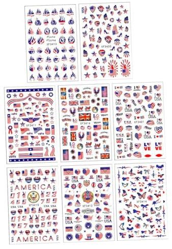 DEARMAMY 8Feuilles Autocollants à Ongles Usa Jour De Indépendance De Décoration De Nail Art Autoadhésifs Et Pratiques Pour Fête Nationale Accessoires De Beauté à Ongles