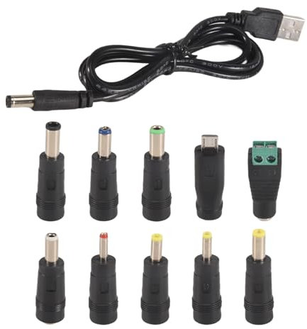 Sirxlevcy Cable de AlimentacióN USB una CC Cable de Carga Universal USB una CC Jack Cable de AlimentacióN con 10 Adaptadores de Conectores de Enchufe Intercambiables