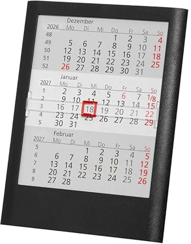 Tischkalender Einsteckkalender 2026/2027 schwarz Monatskalender 3 Monate Kalender Kalendarium Stehkalender Aufstellkalender