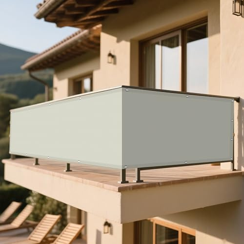 Sonnensegel 270 x 440 cm Rechteckig Wasserdicht Sonnenschutz Windschutz Windschutz Überdachung Plane mit Ösen Segeltuch 4 × 1.5 M Seile für Terrasse Balkon, Beige