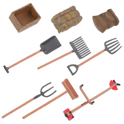 MOLUCKFU Miniature Farm Tool Mini House Accessories Realistic Garden Ornament for Play Sand Table Decoration Farm Theme Cake Topper and Detailed Design for Bedroom and Living Scenes