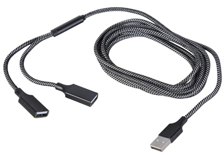 Qsvbeeqj Cable de extensión USB macho a doble hembra para ampliar el puerto en teclados de laptop con cable de extensión de transferencia de datos rápida