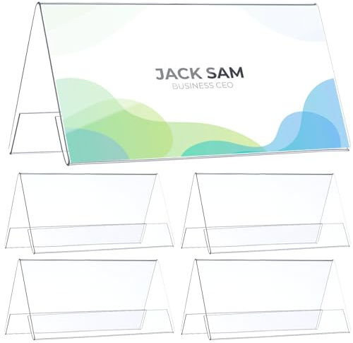 Alipis 6-Pack Clear Acrylic Desk Name Plate Holders Double-Sided Display Stands for Office Conference Meeting Table Cards with Transparent Display for Guest Seating