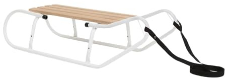 HUMBAKA Metallschlitten – Stabile Fahrt und sicheres Gleiten – hochwertiger Stahl und Buchenholz – 84 cm, mit Zugseil – klassischer Rodel für Kinder und Erwachsene bis 75 kg