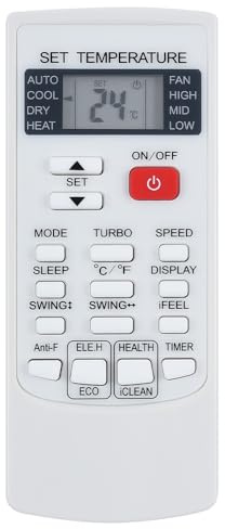 WKOLF AR-REB1E Air Conditioner - Juego de mandos a distancia de repuesto para Fujitsu General Fuji-Electric Hiyasu AC A/C Aire Acondicionado, para AUX YKR-H/102E YK-H/132E, Honeywell HL14CESWG Costway