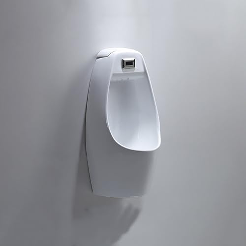 ZGNMK Intelligentes Urinal mit Automatik-Sensor für Herren – Wandmontiertes Keramik-Urinal mit intelligenter Infrarot-Spülung, für Private Badezimmer(White-Floor Drain)