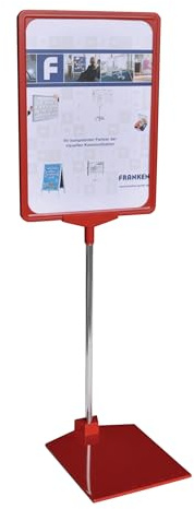 FRANKEN Preisständer, Info-Ständer A3, Freistehend, höhenverstellbar, tragbar, 297 x 620 x 10 mm, rot, PSM A3 01
