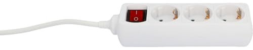UNITEC Tischsteckdose mit Stecker Schalter, 3-Fach, 3 m, H05VV-F3G1.5 mm², weiß