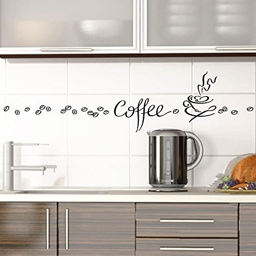Grandora Wandtattoo Coffee Kaffee Tasse Kaffeebohnen I schwarz Kreativset I Esszimmer Kaffeeecke Küche Aufkleber Wandaufkleber Wandsticker Sticker 1045W