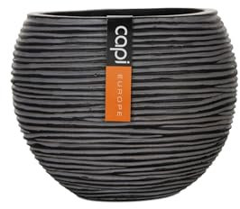 Capi Europe - Vase Boule Rib Anthracite & Ivory - 10x9 - Anthracite - Ouverture Ø7 - Pot pour l'intérieur - BOFZ101