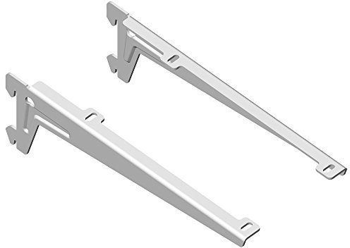 Element System Winkelträger Regalträger 1-reihig, 2 Stück, 5 Abmessungen, 3 farben, Länge 23 cm für Holzböden, Wandschiene, weiß, 18133-00046