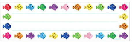 Hygloss Assorted Fish Name Plates (36 Pack), 9.5 x 2 7/8