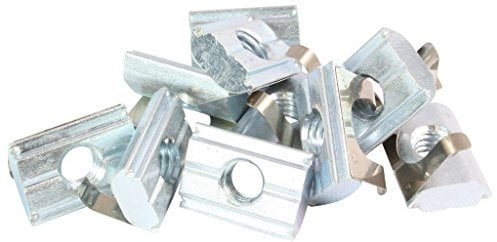 10x Nutenstein einschwenkbar mit Feder Nut 8 - Typ B - M8 mit Steg, Stahl
