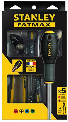 STANLEY Fmht0-62639 Pince Multiprise À Verrouillage Et Tournevis Électricien Gamme FATMAX - Fabriqué En France - Mâchoires Renforcées - Réglage Rapide - Lame En Acier - Poignée Soft-Grip - Résistant