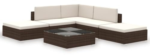 vidaXL Gartenmöbel 6-TLG. Poly Rattan Sitzgruppe Lounge Sitzgarnitur Sofa