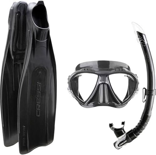 Cressi Pro Star Bag - Ensemble Palmes, Masque et Tuba pour l'Apnée, Plongée et le Snorkeling, Noir, Adultes Unisexe