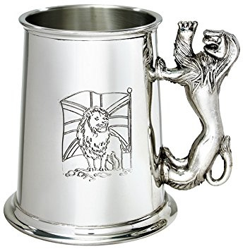 Wentworth Pewter - Union Jack Lion Handle 1 pinte chope en étain