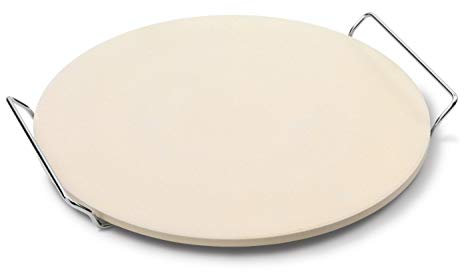 Jamie Oliver JC5122 Pizzastein mit Serviergestell. Für einen herrlich knusprigen Pizza-Boden, auch für den Grill geeignet. Ø 33 cm, Feuerfester Stein, Creme, Durchmesser