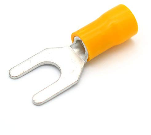 Electrical Connectors - 100x Insulated Fork/Spade Connector Terminals- Yellow - FREE FIRST CLASS UK POSTAGE!