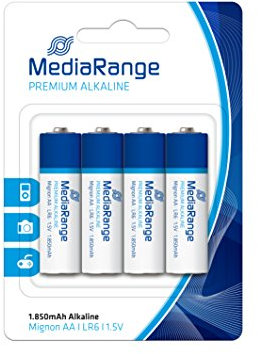 MediaRange MRBAT104 Mignon AA|LR6- Pilas alcalinas no recargables 1,5 V, AA, Color Blanco y Azul