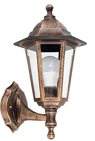 MiniSun | Traditional Style Black/Gold Outdoor Security Wall Light Lantern | Outdoor Wall Lights, Home Décor & Improvement Essential | Includes Bulb [3000K Colour Temperature] | Mains Wired