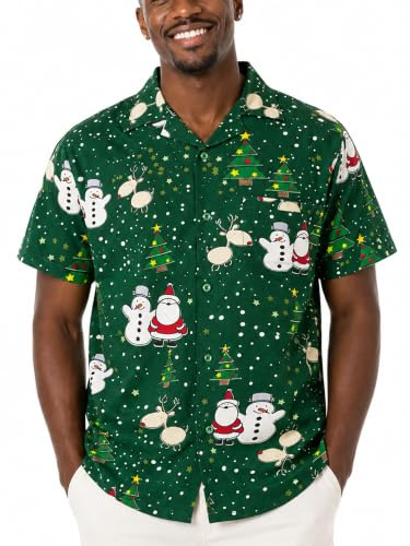 King Kameha Funky-Hawaii-Hemd, Weihnachten, Herren, Kurzarm, Christmas-Buddies, Grün, XS
