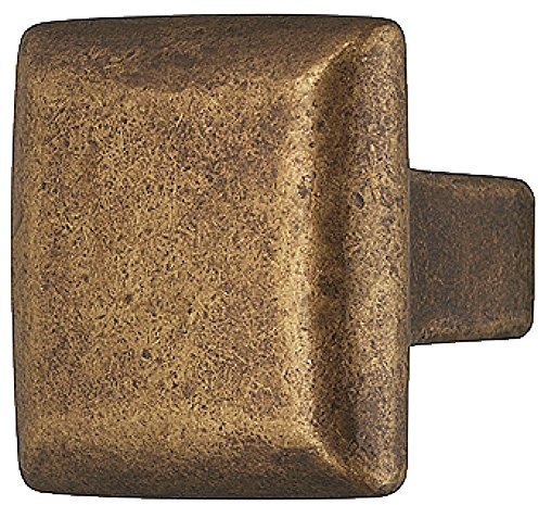 Design Möbelgriff vernickelt bronze matt Möbelknopf Vintage Antik Schrankknopf eckig für Schubladen - H10061 | Tür-Knopf quadratisch 25 mm | Höhe 27 mm | 1 Stück - Kommoden-Knopf mit Schrauben